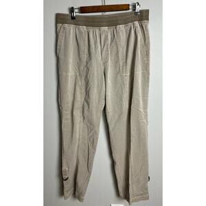 Soft Surroundings Medina Pants Khaki Roll Tab Cuffs 2CY73 Stretch Size Large Wms